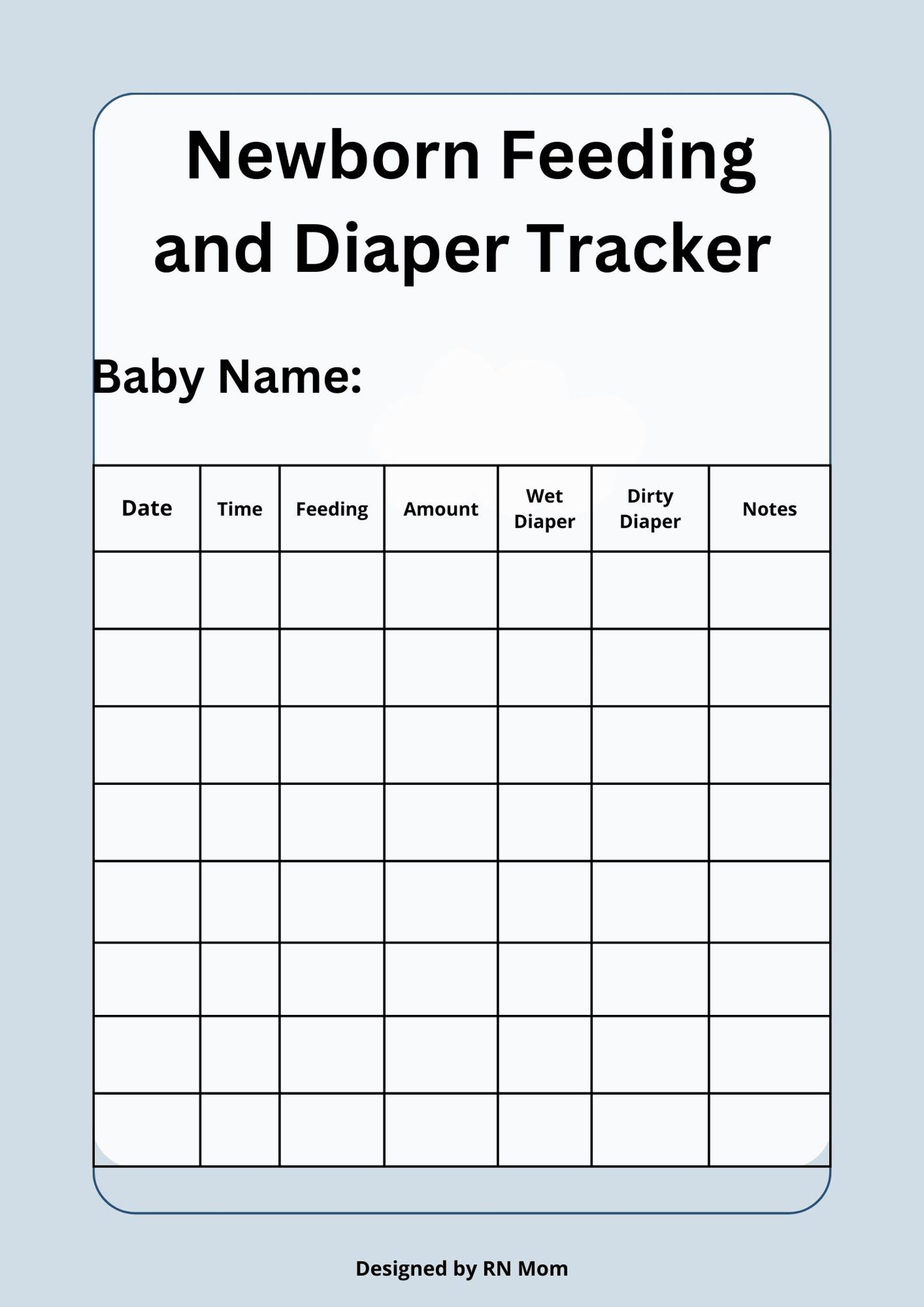 Newborn Feeding & Diaper Tracker Printable | Baby Log Sheet PDF | New ...