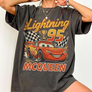 Vintage Lightning McQueen Comfort Colors Shirt, Retro Disney Cars Tee, Disney Pixar Cars Shirt, Cars Family Vacation 2026 Tee image 1