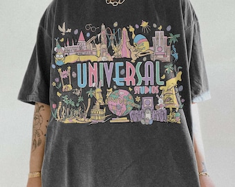 Camiseta Retro Comfort Colors Universal Studios, Camiseta para Viagem à Universal Studios 2026, Camiseta para Viagem em Família à Universal, Camiseta Universal Florida 2026