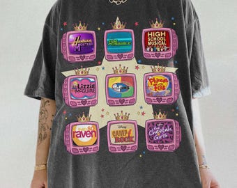 Disney Channel TV-program T-shirt, High School Musical Hannah Montana Lizzie McGuire T-shirt, 2000-tals Disney nostalgi-tröja, familjematchande T-shirt present