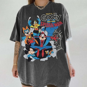 Retro What If Goofy Became Spider-Man Shirt, Disney Parody Superhero Tee, Mickey & Friends Marvel Style Shirt, Funny Cartoon Mashup Gift Tee