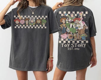 Camiseta retrô Toy Story Since 1995 Comfort Colors, camiseta Woody Buzz Lightyear Jessie Rex, viagem de férias em família para a Disneylândia (WDW), Festival Disney Pixar