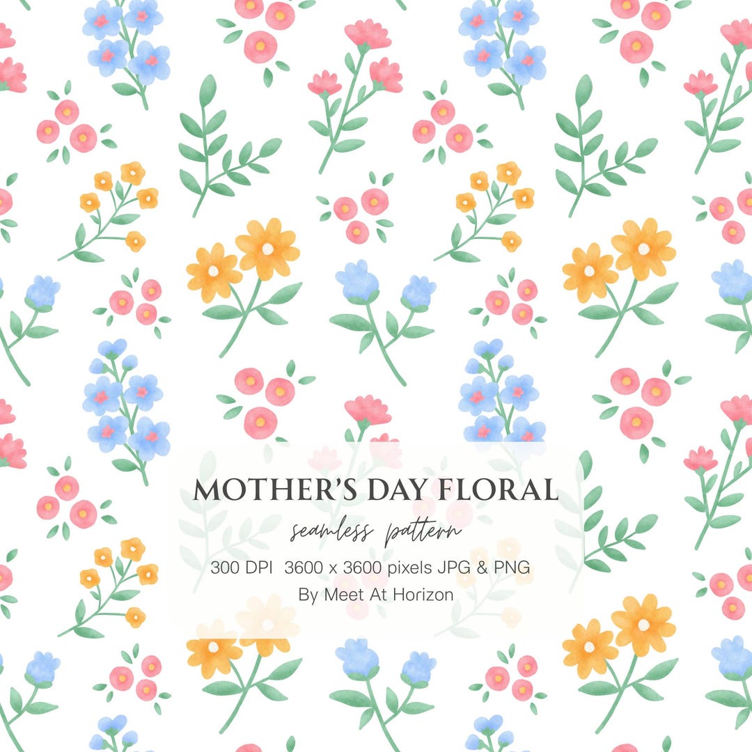 Pattern Mother Day Seamless Mother’s Day Floral Pattern Digital Download – Whimsical ...