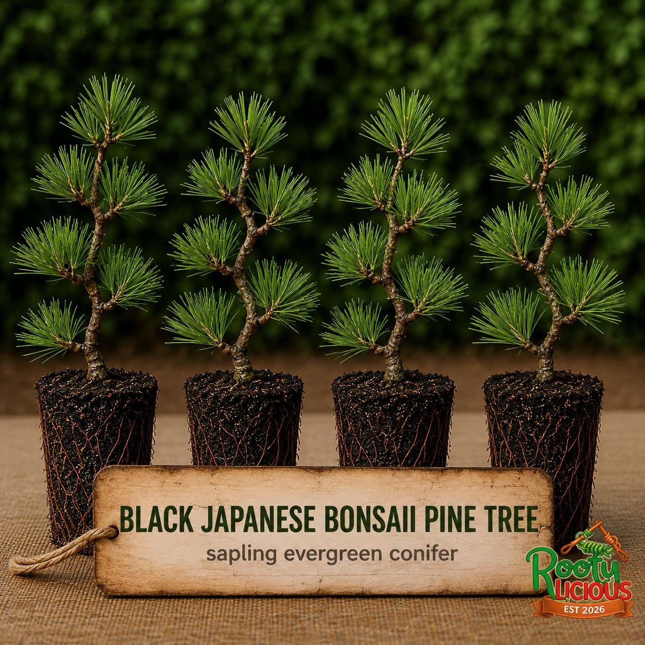 Black Japanese Bonsai Pine Live Tree Starter 3 Inch Pot