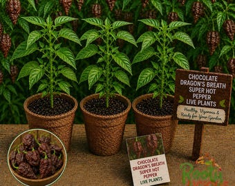 Chocolate Dragon’s Breath - 3 Live Plants (75+ Days Old) - Rare Super Hot - Insane Heat