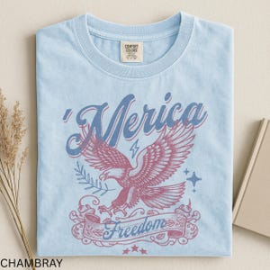 Women's Retro 'Merica Shirt | Vintage Western Patriotic Top | Comfort Colors T-shirt | 250th Anniversary Tee image 6