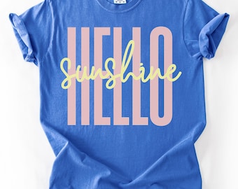 Comfort Colors Hello Sunshine T-shirt | Beach Tee | Neon Shirt | Summer and Sunshine