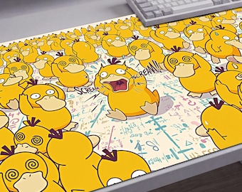 Psyduck Desk mat, Water type pokemon Mouse pad, Anime Lover Gift 31.5"x11.8"