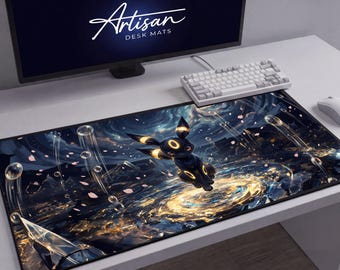 Umbreon Desk Mat, Eevee Evolution Dark Type XL Neoprene Mousepad
