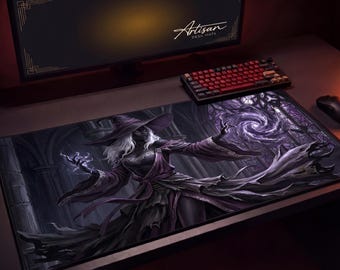 Nightreign Recluse Desk Mat, Dark Souls Bloodborne Gaming Mousepad XL Neoprene, Gamer Gift