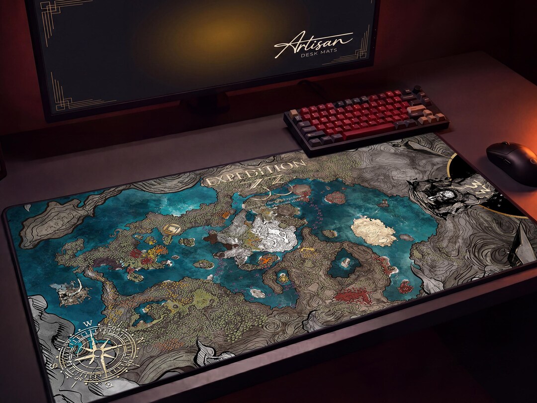 Expedition 33 Map Desk Mat, Clair Obscur Gaming Mousepad XL Neoprene, Dark Fantasy RPG Gift - Etsy