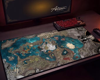 Expedition 33 Map Desk Mat, Clair Obscur Gaming Mousepad XL Neoprene, Dark Fantasy RPG Gift
