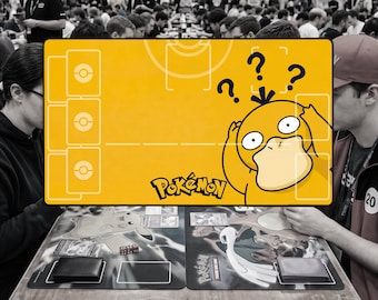 Psyduck TCG Illustration Playmat — Trading Card Game Mat, Anime, Desk PlayMat with zones, No zones
