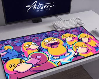 Psyduck Gift Desk Mat, Funny Cute Gaming Mousepad XL Neoprene, Anime Gift for Her