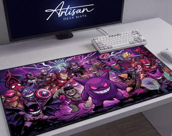 Gengar Mousepad, Ghost Type Desk Mat XL Neoprene, Dark Anime Gaming Gift