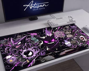 Desk Mat Gengar, Ghost Type Gaming Mousepad XL Neoprene, Dark Fantasy Anime Gift