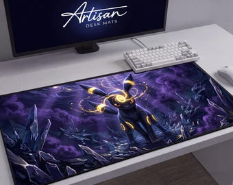 Umbreon Dark Fantasy Desk Mat, Gothic Neoprene Mousepad XL