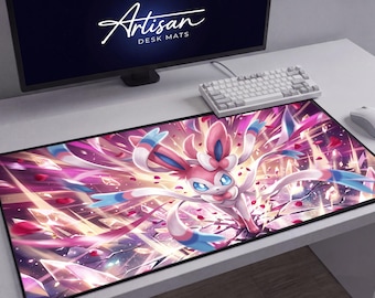 Sylveon Fairy Ribbon Eeveelution Skrivbordsmatta, Anime XL Neopren Musmatta Gåva