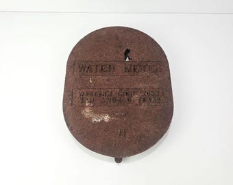 Vintage Salvage Cast Iron Water Meter Cover "Western Iron Works" San Angelo TX
