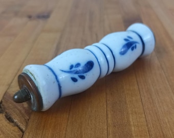 Vintage Delft-style Blue and White Ceramic Handle 4"