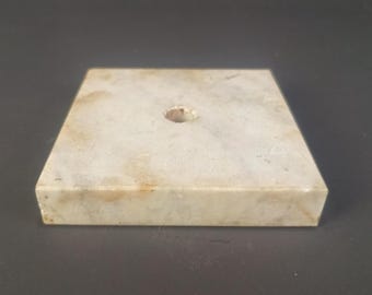 White Marble Square Lamp or Candelabra Base with Through Hole