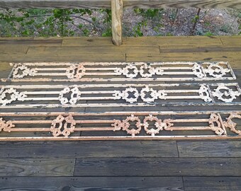91"x10" Architectural Vertical Beams Ornamental Cast Iron Metal Art, Lot of 3