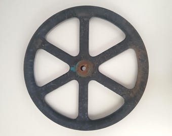 17" Large and Heavy Industrial Cast Iron Pulley Nearly 20 lbs
