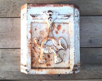 Antique Cast Iron Mailbox Side Panel with Postal Emblem