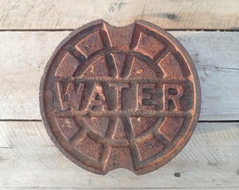 Vintage Cast Iron Riser Water Meter Cover Raised Letters