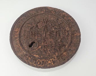 Antique Cast Iron Water Meter Cover "Trinity Valley Iron & Steel CO"