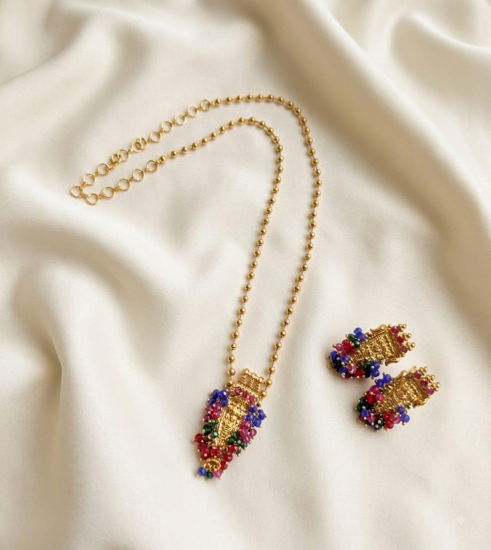 Nettipattam Mani Mala – Kerala Inspired Necklace & Earring Set.Celebrate the beauty of Kerala tradition with this charming Nettipattam