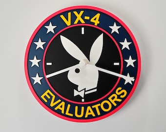 VX-4 Evaluators Squadron Wall Clock | Officially Licensed U.S. Navy Gift | Playboy Bunny Ready Room Decor | Veteran Gift