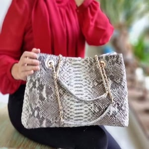 Handmade Python Leather Shoulder Bag | Exotic Women's Purse | Natural Python