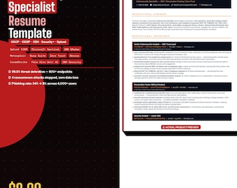 Cybersecurity Resume Template | SOC Analyst Penetration Tester | ATS Friendly | Editable Word | InfoSec Resume 2025