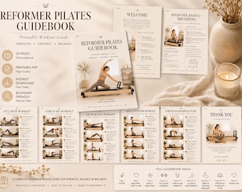 Hervormer Pilates-trainingsgids Afdrukbare pdf | Kracht- en flexibiliteitsroutine voor beginners (digitale download)