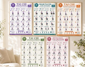 Ultimate Tai Chi Workout Bundle: 5 Exercise Posters (Beginner, Senior, Walking, Balance, Flow) (Printable PDF)