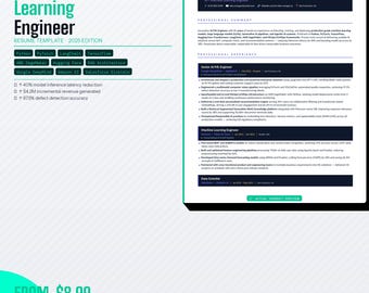 AI Engineer Lebenslauf Vorlage | ATS-freundliche Leinwand + Wort (Digitaler Download)
