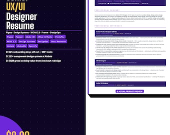 Senior UX / UI Designer Lebenslauf Vorlage | Figma, Design System, ATS Freundlich (Digitaler Download)