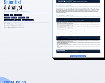 Data Scientist Resume Template | Analyst CV | ATS Friendly (Word + Canva)