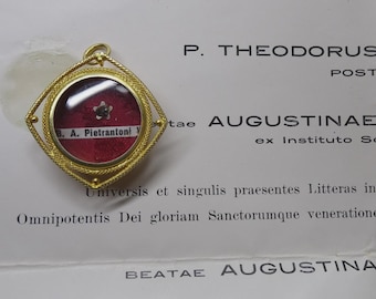 Reliquary #161 Relic Blessed Agostina Petrantoni & Document