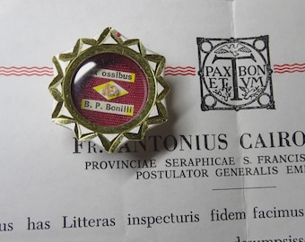 Reliquary #155 Relic Bl. Pietro Bonilli + Document