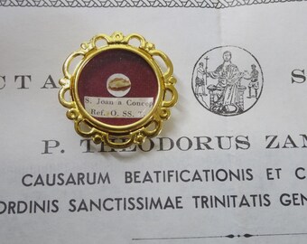 Reliquary #13 Relic St. John Baptist of the Conception + Document