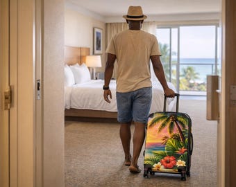 Valigia tropicale su misura / Bagaglio da spiaggia con palme