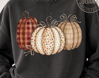 Immagine PNG di una zucca autunnale in stile trio, design autunnale cottagecore, maglietta autunnale accogliente, zucca civettuola PNG, PNG di tendenza per il Ringraziamento