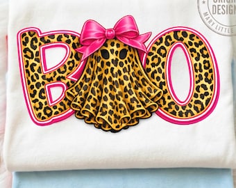 Preppy Ghost Boo Neon PNG, Spooky Coquette PNG, Leopard Ghost PNG, Halloween PNG, Trendy Fall PNG Download digitale