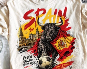 Vamos España PNG, Furia Roja PNG, Spain Soccer 2026 PNG, Spain Futbol Png, Spanish Bull Shirt, La Furia Roja Sublimation