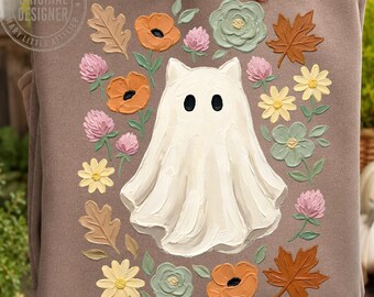 Fantasma botanico PNG, Fiori selvatici per Halloween per sublimazione, Fantasma floreale spettrale PNG, Amante dei fantasmi PNG, Autunno preppy PNG, Halloween alla moda PNG
