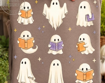 Fantasma lettore PNG, design di fantasma lettore per Halloween (download digitale)