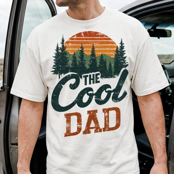 The Cool Dad PNG | Vintage Retro Sunset Mountains Father's Day Sublimation Design | Outdoor Dad DTF Tee Gift for Him