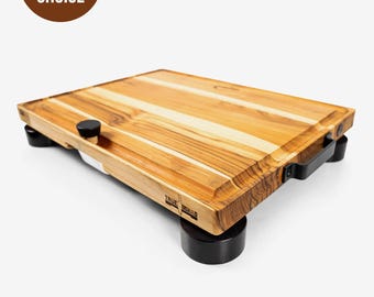 Large Teak Wood Cutting Board with Juice Collection System Custom Engraved Butcher Block
